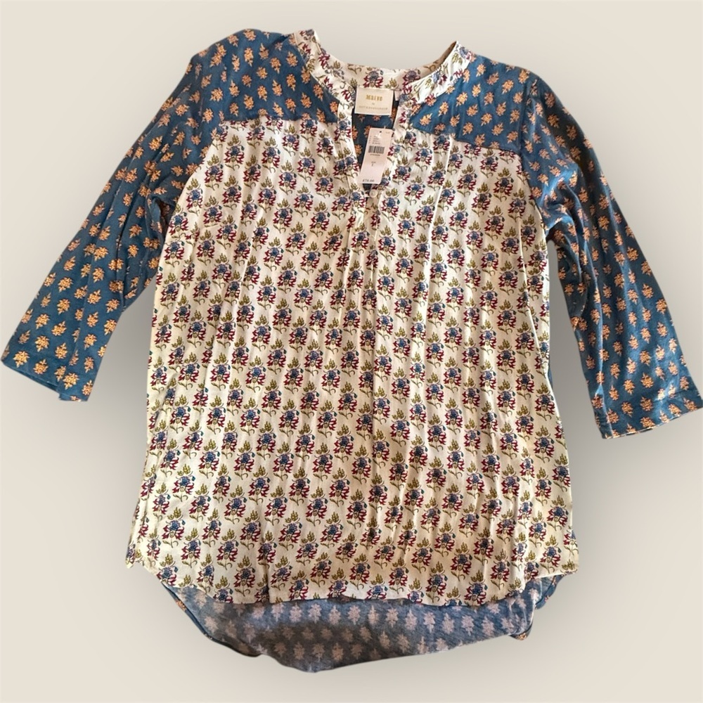 NWT Anthropologie Womens Blouse - Blue and Cream
